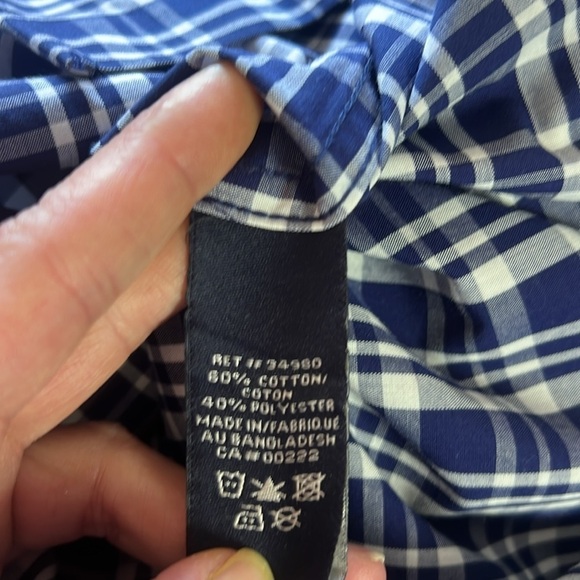 Arnold Palmer Men’s Navy/White Checkered Half Sleeve Casual Shirt Size S - Picture 12 of 16